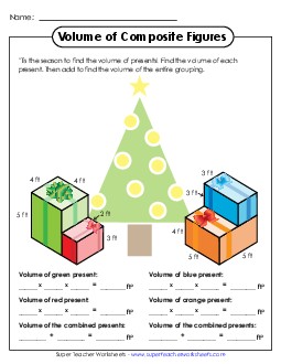 Volume of Composite Figures (Basic) Worksheet