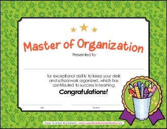 Master of Organization Awards Worksheet