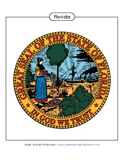 Florida State Seal (Full-Color Version) States Individual Worksheet