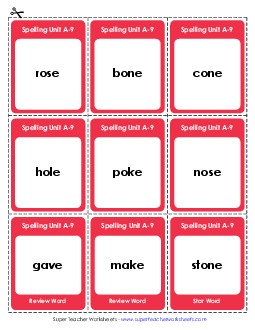 Flashcards (A-9) Spelling A Worksheet