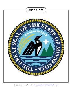 Minnesota State Seal (Full-Color Version) States Individual Worksheet