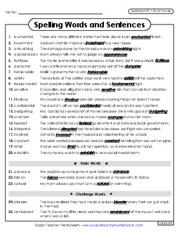 Spelling Sentences (F-1)  Free Spelling F Worksheet