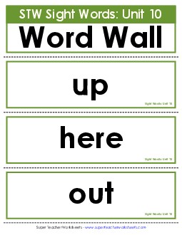 Pocket Chart or  Word Wall (Unit 10) Sight Words Worksheet