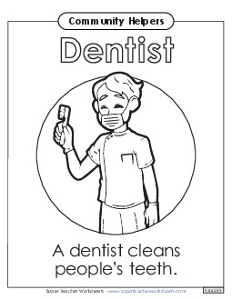 Dentist Community Helpers Worksheet