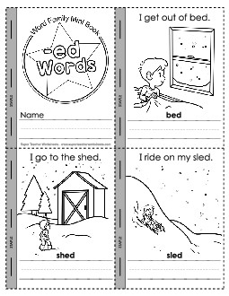 Mini-book: -ed Words Word Families Worksheet