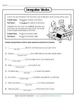 Irregular Verbs 2nd Grade ELA Worksheet