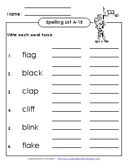 Write Twice (A-13) Spelling A Worksheet