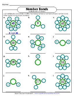 Multiplication Number Bonds 0-10 Worksheet