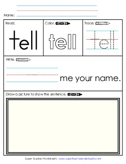 Worksheet 3: Tell Sight Words Individual Worksheet