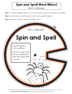 Spin and Spell (C-Halloween)  Spelling C Worksheet