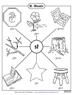 Anchor Chart (St- Words) Phonics Blends Worksheet