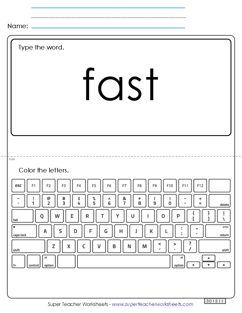 Type the Word: Fast Sight Words Individual Worksheet