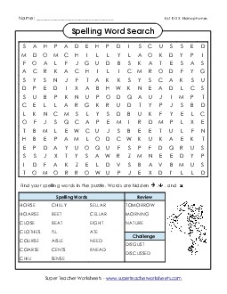 Word Search (D-22) Spelling D Worksheet