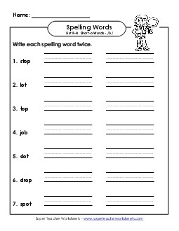 Write Twice (B-4) Spelling B Worksheet