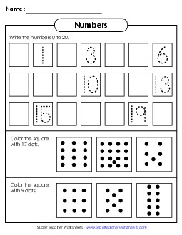 Counting 0 Through 20 Worksheet