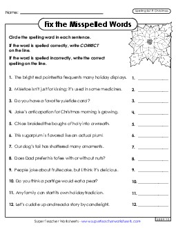 Correct or Incorrect? (Christmas) Spelling F Worksheet