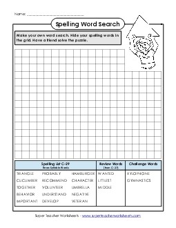 Make-a-Search (C-29) Spelling C Worksheet