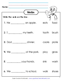 Fill in the Blanks (Action Verbs) Actionverbs Worksheet