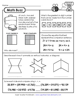 Math Buzz: Week 9 Worksheets 41 through 45 Daily Math Review Worksheet