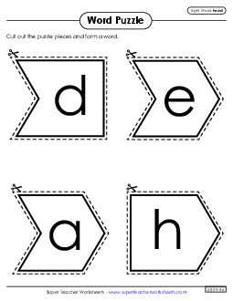 Word Puzzle: Head Sight Words Individual Worksheet