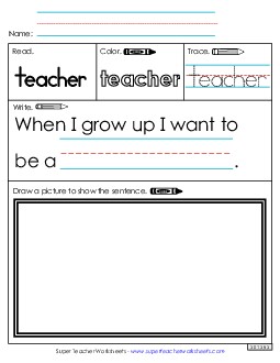 Worksheet 3: Teacher Sight Words Individual Worksheet