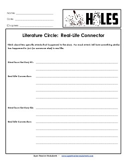 Lit. Circles: Real Life Connector  Book Holes Worksheet