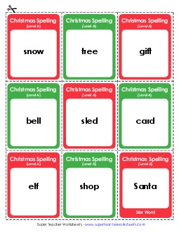 Flashcards (A-Christmas)  Spelling A Worksheet