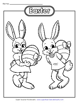 Coloring Page: Easter Egg Bunnies Worksheet