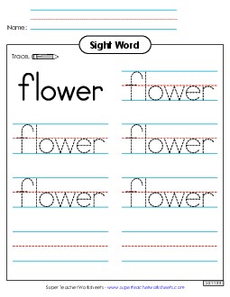 Trace the Word: Flower Sight Words Individual Worksheet