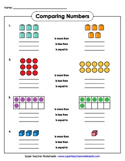 Comparing Numbers: Illustrations Place Value Worksheet