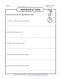 Alphabetical Order (C-8) Spelling C Worksheet