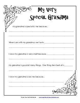 Grandma is Special Mothers Day Worksheet