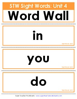 Flashcards (Unit 4) Sight Words Worksheet