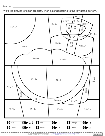 Division Mystery Picture: Summer Scenes 2 (1-10) Worksheet