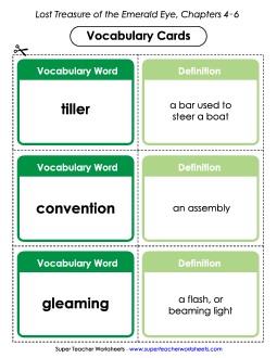 Vocabulary Cards for Chapters 4-6 Book Geronimo Stilton Worksheet