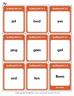 Flashcards (A-2) Free Spelling A Worksheet