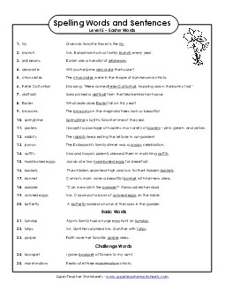 Spelling Test Sentences Spelling E Worksheet