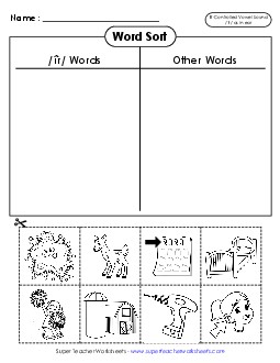 Word Sort (Cut and Glue) Phonics R Controlled Vowels Worksheet