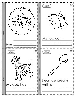 Mini-Book: Sp- Words Phonics Blends Worksheet