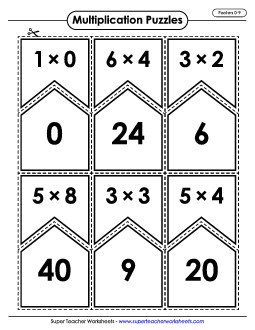 Game: Multiplication Puzzle Match: 0-10 Worksheet