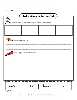 Build-a-Sentence: Look at this book. Phonics Oo Worksheet