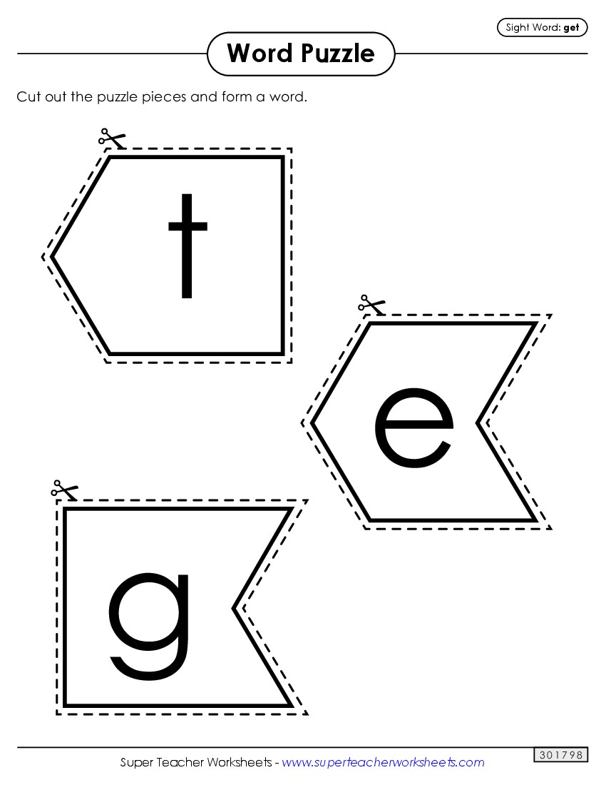 Word Puzzle: Get Sight Words Individual Worksheet