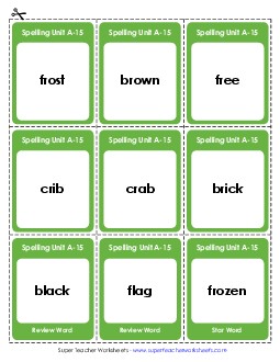 Flashcards (A-15) Spelling A Worksheet