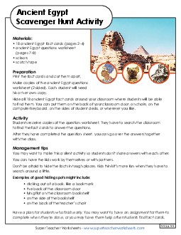 Ancient Egypt Scavenger Hunt Worksheet