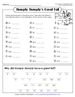 Humpty Dumpty (Rounding Nearest Ten) Worksheet