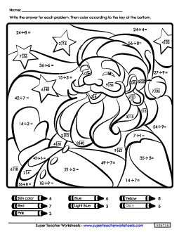 Division Math Picture: Santa Christmas Worksheet