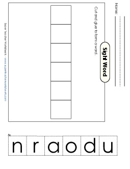 Large Cut-and-Glue: Around Sight Words Individual Worksheet