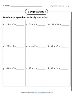 Addition Boxes: 2-Digit (No Regrouping) Worksheet