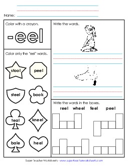 Worksheet 1 (-eel Words) Word Families Worksheet