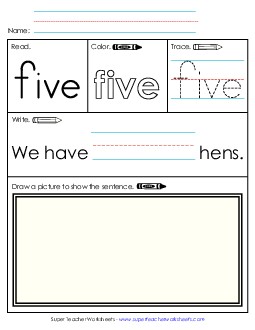 Worksheet 3: Five Sight Words Individual Worksheet